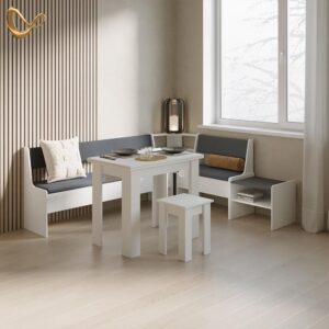 ECKBANKGRUPPE Tiberio Weiß 210 x 120 cm mit Tisch Holzwerkstoff Livinity® Möbel > Bänke > Eckbänke Weiß