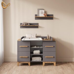 wohnli-moebel-suche-800001619958-1 WICKELKOMMODE Mailo Grau/Artisan XL mit 4 Schubladen Holzwerkstoff Livinity® Möbel > Kommoden & Schubladenschränke > Wickelkommoden Grau