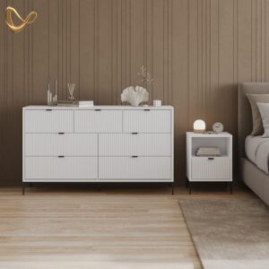 SIDEBOARD Aterno Weiß 42 x 81 cm mit 7 Schubladen Holzwerkstoff Livinity® Möbel > Kommoden & Schubladenschränke > Kommoden Weiß