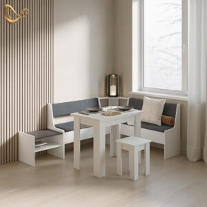 wohnli-moebel-suche-800001619963-1 ECKBANKGRUPPE Tiberio Weiß 150 x 150 cm mit Tisch Holzwerkstoff Livinity® Möbel > Bänke > Eckbänke Weiß