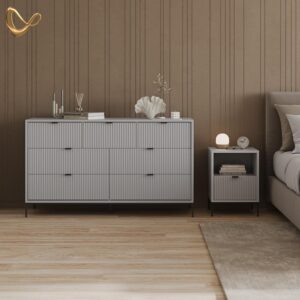 SIDEBOARD Aterno Grau 42 x 81 cm mit 7 Schubladen Holzwerkstoff Livinity® Möbel > Kommoden & Schubladenschränke > Kommoden Grau