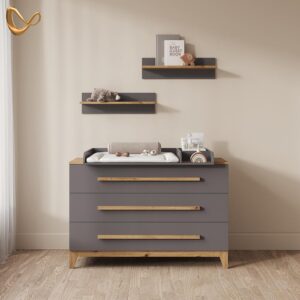 WICKELKOMMODE Mailo Grau/Artisan XL mit 3 Schubladen Holzwerkstoff Livinity® Möbel > Kommoden & Schubladenschränke > Wickelkommoden Grau