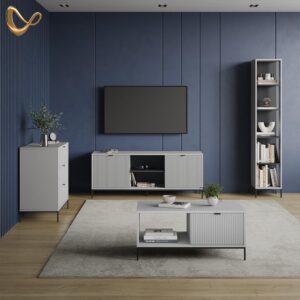 wohnli-moebel-suche-800001620009-1 KOMMODE Aterno Grau 42 x 81.2 cm mit 3 Schubladen Holzwerkstoff Livinity® Möbel > Kommoden & Schubladenschränke > Kommoden Grau