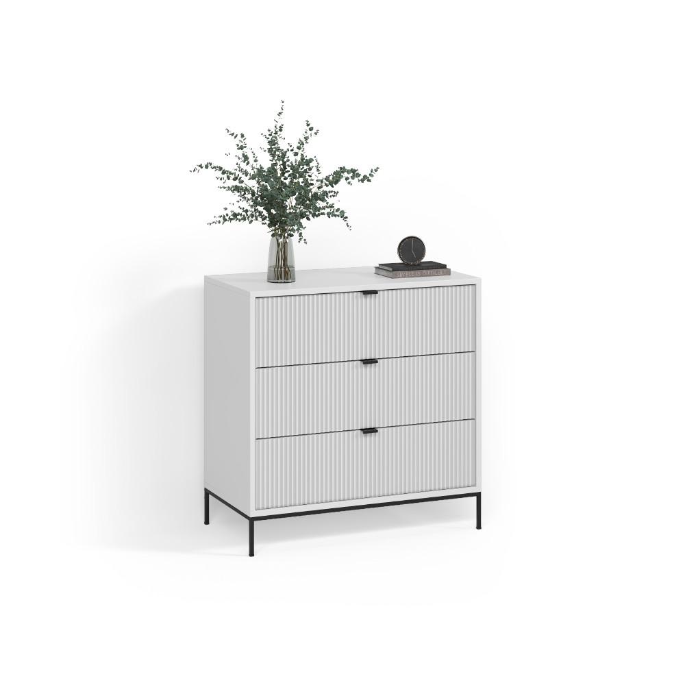Wohnli Möbelsuche - KOMMODE Aterno Weiß 42 x 81.2 cm mit 3 Schubladen