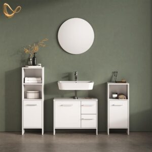 wohnli-moebel-suche-800001620060-1 WASCHBECKENUNTERSCHRANK Amalfi Weiß 70.2 x 57 cm mit 2 Schubladen und 1 Tür Holzwerkstoff Livinity® Möbel > Schränke > Badezimmerschränke > Waschbeckenunterschränke Weiß
