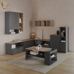 KOMMODE Piave Anthrazit mit Regal Holzwerkstoff Livinity® Möbel > Kommoden & Schubladenschränke > Kommoden Anthrazit
