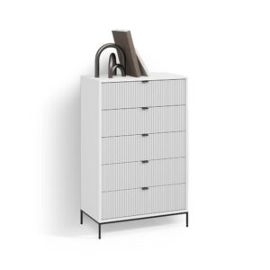Wohnli Möbelsuche - KOMMODE Aterno Weiß 76 x 120 cm mit 5 Schubladen