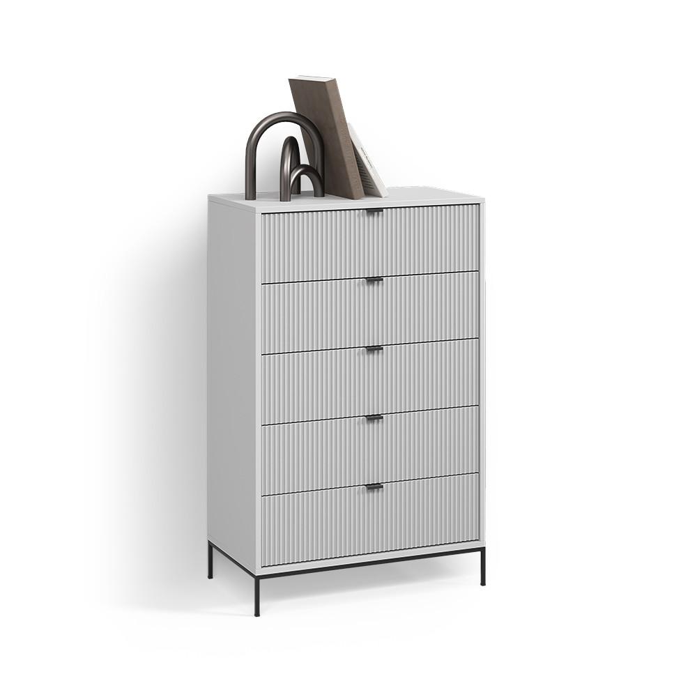 Wohnli Möbelsuche - KOMMODE Aterno Grau 76 x 120 cm mit 5 Schubladen