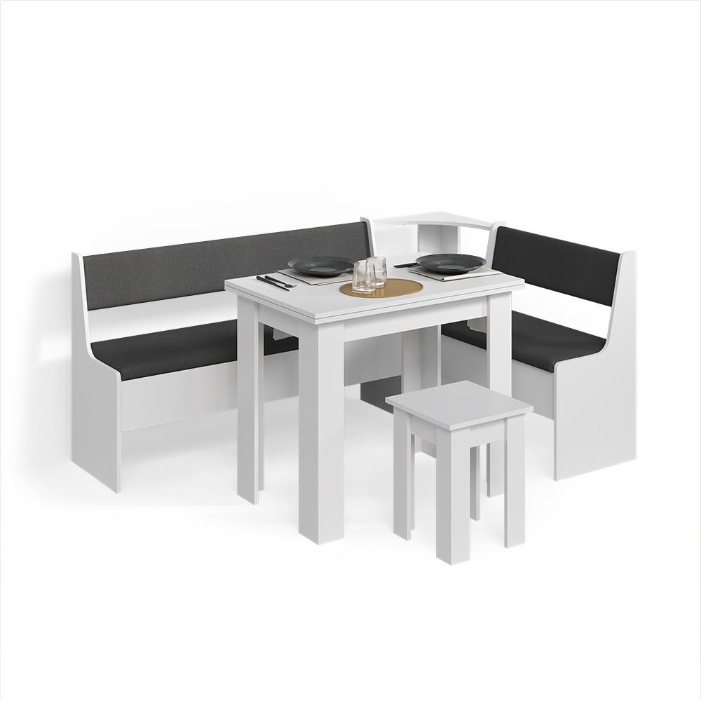 wohnli-moebel-suche-800001620139 Wohnli Möbelsuche - ECKBANKGRUPPE Tiberio Weiß 180 x 120 cm mit Tisch