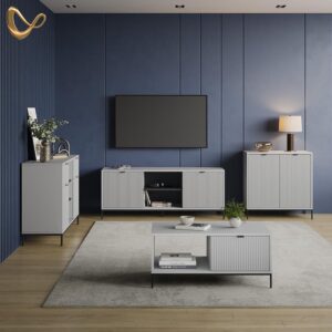 wohnli-moebel-suche-800001620145-1 KOMMODE Aterno Grau 120 x 81.2 cm mit 2 Schubladen und 2 Türen Holzwerkstoff Livinity® Möbel > Kommoden & Schubladenschränke > Kommoden Grau