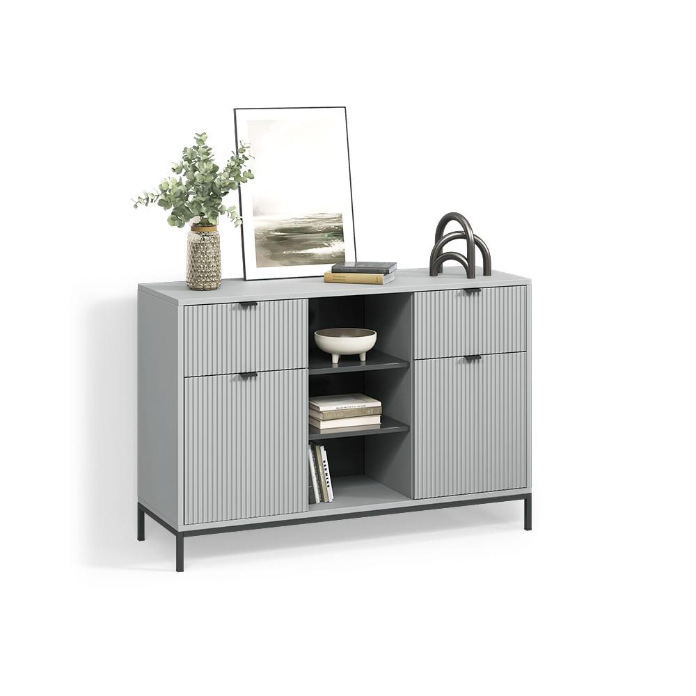 Wohnli Möbelsuche - KOMMODE Aterno Grau 120 x 81.2 cm mit 2 Schubladen und 2 Türen