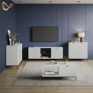 KOMMODE Aterno Weiß 120 x 81.2 cm mit 2 Schubladen und 2 Türen Holzwerkstoff Livinity® Möbel > Kommoden & Schubladenschränke > Kommoden Weiß