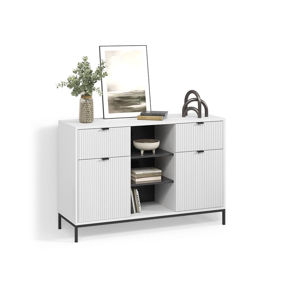 Wohnli Möbelsuche - KOMMODE Aterno Weiß 120 x 81.2 cm mit 2 Schubladen und 2 Türen