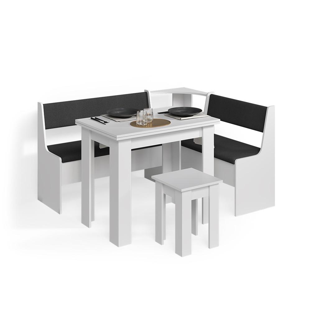 wohnli-moebel-suche-800001620162 Wohnli Möbelsuche - ECKBANKGRUPPE Tiberio Weiß 150 x 120 cm mit Tisch