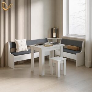 ECKBANKGRUPPE Tiberio Weiß 210 x 150 cm mit Tisch Holzwerkstoff Livinity® Möbel > Bänke > Eckbänke Weiß