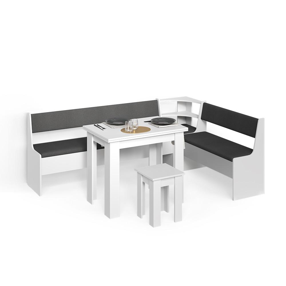 wohnli-moebel-suche-800001620165 Wohnli Möbelsuche - ECKBANKGRUPPE Tiberio Weiß 210 x 150 cm mit Tisch