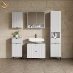 wohnli-moebel-suche-800001620190-1 WASCHBECKENUNTERSCHRANK Aterno Weiß 70 x 63 cm mit 2 ausziehbaren Schubladen Holzwerkstoff Livinity® Möbel > Schränke > Badezimmerschränke > Waschbeckenunterschränke Weiß