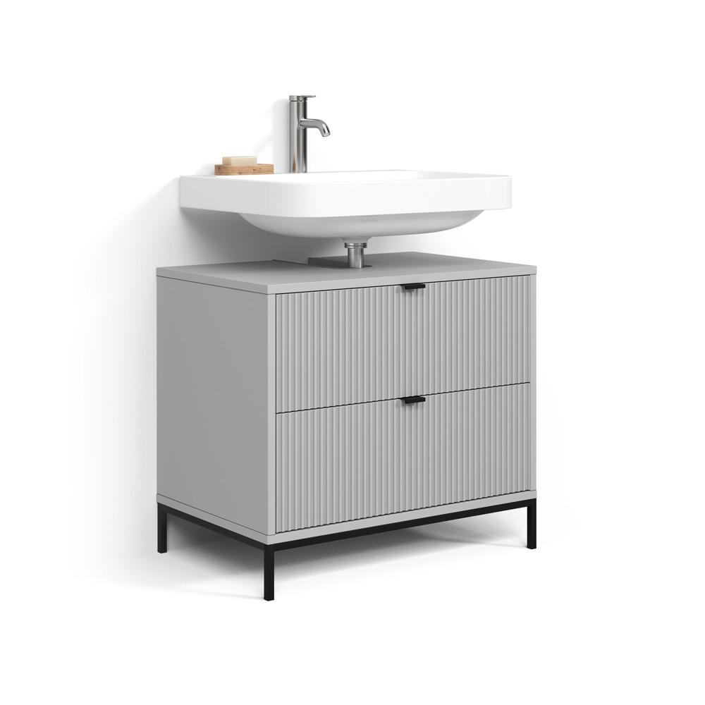 Wohnli Möbelsuche - WASCHBECKENUNTERSCHRANK Aterno Grau 70 x 63 cm mit 2 ausziehbaren Schubladen