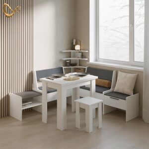 ECKBANKGRUPPE Tiberio Weiß 120 x 120 cm Ohne Tisch Holzwerkstoff Livinity® Möbel > Bänke > Eckbänke Weiß