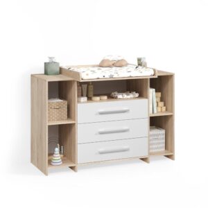 wohnli-moebel-suche-800001620220 Wohnli Möbelsuche - WICKELKOMMODE Torino Weiß/Sonoma XL mit Schubladen