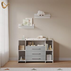 wohnli-moebel-suche-800001620222-1 WICKELKOMMODE Torino Weiß/Grau XL mit Schubladen Holzwerkstoff Livinity® Möbel > Kommoden & Schubladenschränke > Wickelkommoden Weiß