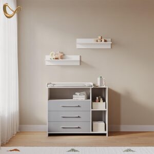wohnli-moebel-suche-800001620225-1 WICKELKOMMODE Torino Weiß/Grau mit Schubladen Holzwerkstoff Livinity® Möbel > Kommoden & Schubladenschränke > Wickelkommoden Weiß