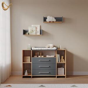 wohnli-moebel-suche-800001620226-1 WICKELKOMMODE Torino Anthrazit/Sonoma XL mit Schubladen Holzwerkstoff Livinity® Möbel > Kommoden & Schubladenschränke > Wickelkommoden Anthrazit
