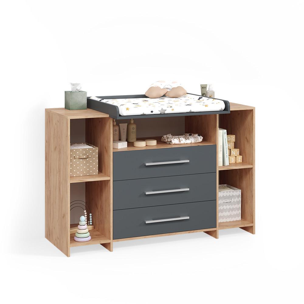 wohnli-moebel-suche-800001620226 Wohnli Möbelsuche - WICKELKOMMODE Torino Anthrazit/Sonoma XL mit Schubladen