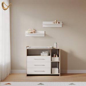 wohnli-moebel-suche-800001620227-1 WICKELKOMMODE Torino Weiß/Sonoma mit Schubladen Holzwerkstoff Livinity® Möbel > Kommoden & Schubladenschränke > Wickelkommoden Weiß