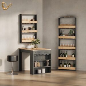 ESSTISCH Regusa Anthrazit/Goldkraft Eiche 67 x 100 cm Holzwerkstoff Livinity® Möbel > Tische > Bartische Anthrazit