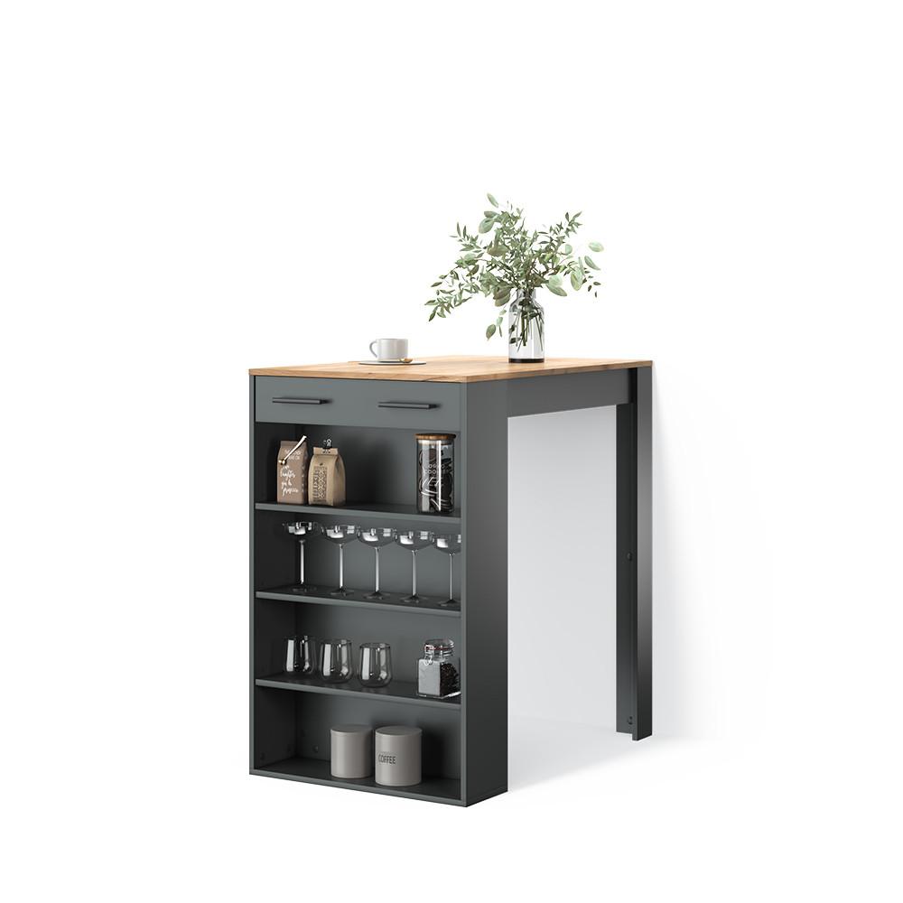 Wohnli Möbelsuche - BARTISCH Regusa Anthrazit/Goldkraft Eiche 67 x 100 cm