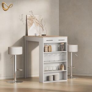 BARTISCH Regusa Weiß/Sonoma 67 x 100 cm Holzwerkstoff Livinity® Möbel > Tische > Bartische Weiß