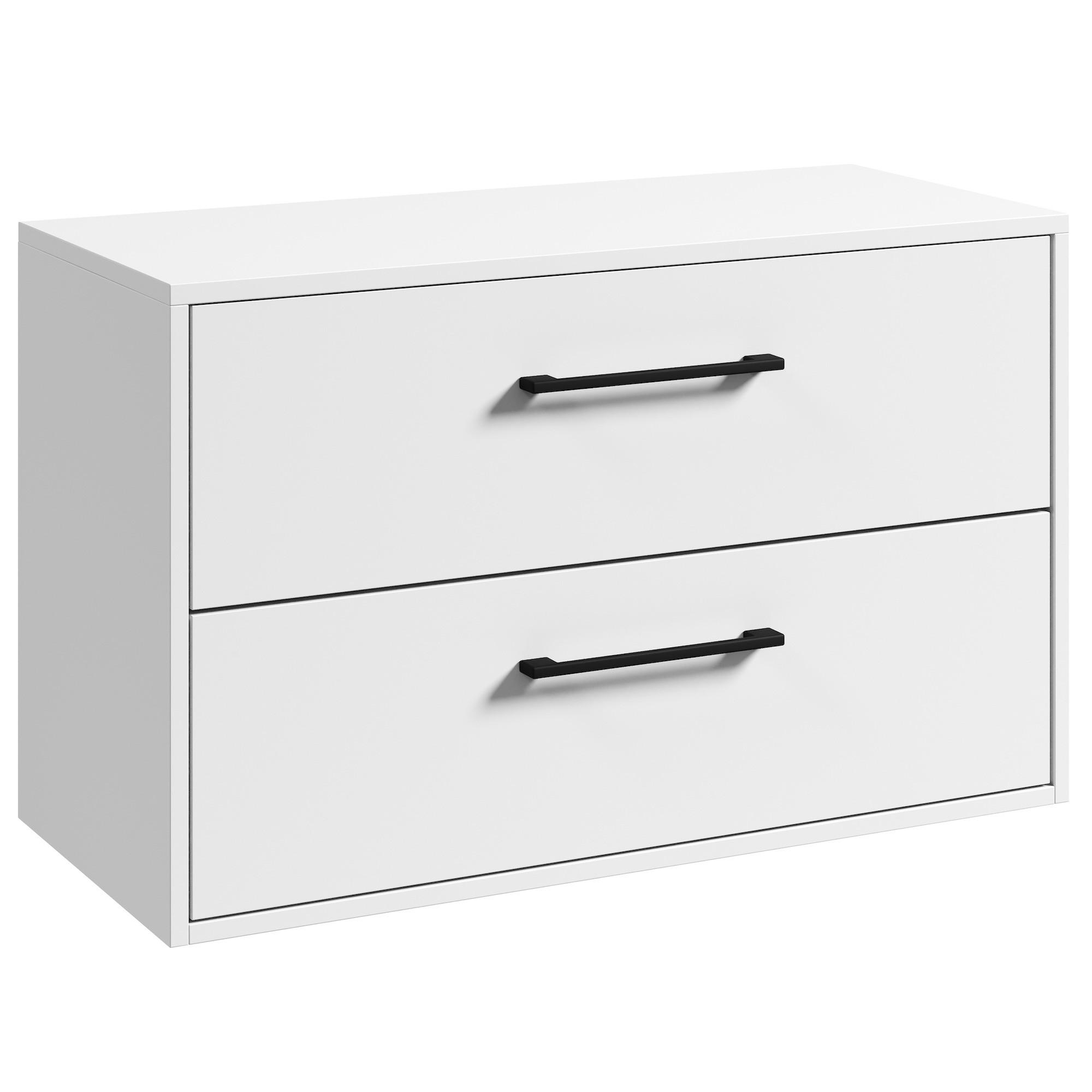 Wohnli Möbelsuche - WASCHBECKENUNTERSCHRANK Florence 2 Schubladen Weiß Hochglanz - 80 x 46 x 46 cm