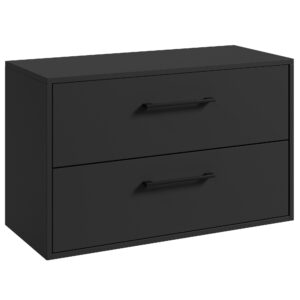 wohnli-moebel-suche-800001630342 Wohnli Möbelsuche - WASCHBECKENUNTERSCHRANK Florence 2 Schubladen Matt Schwarz - 80 x 46 x 46 cm
