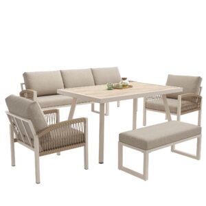 wohnli-moebel-suche-800001630354 Wohnli Möbelsuche - LOUNGEGARNITUR 7-tlg. Eisen Beige Gartensofa mit Tisch