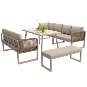 wohnli-moebel-suche-800001630355 Wohnli Möbelsuche - LOUNGEGARNITUR PE-Rattan Beige Ecksofa mit Tisch & Bank