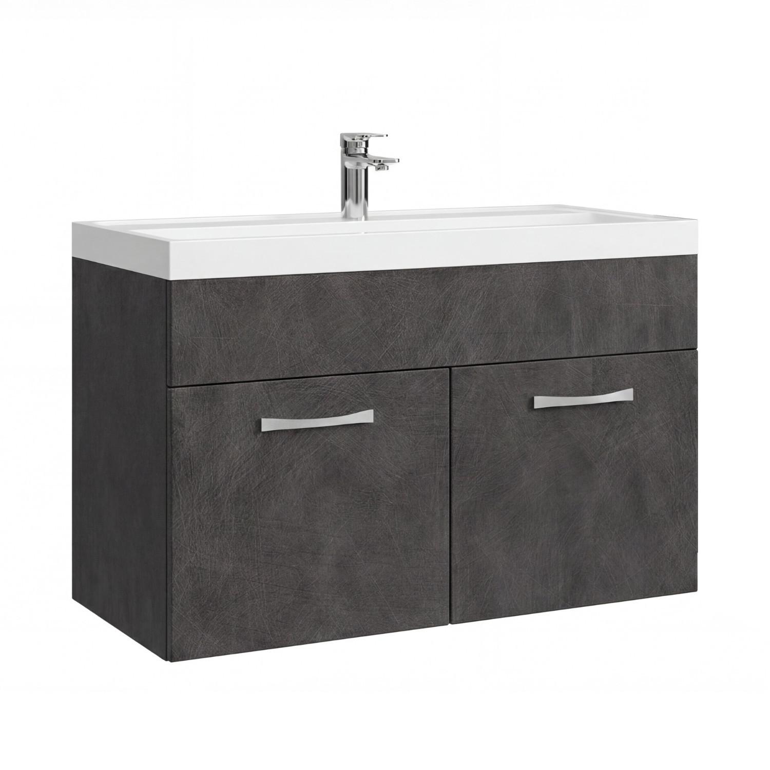 wohnli-moebel-suche-800001630399 Wohnli Möbelsuche - BADMÖBEL-SET Paso 2 Teile Dunkel Grau - 80 x 35 x 55 cm