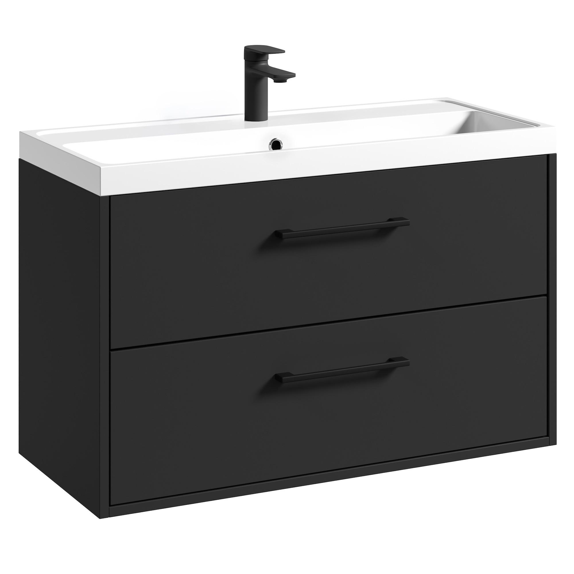 wohnli-moebel-suche-800001630407 Wohnli Möbelsuche - BADMÖBEL-SET Florence 2 Teile Matt Schwarz - 80 x 40 x 51 cm