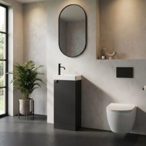 GÄSTE-WC-MÖBELSET Orion 2 Teile Schwarz Matt - 40 x 22 x 88 cm Holz Badplaats Möbel > Schränke > Badezimmerschränke > Waschtische Schwarz