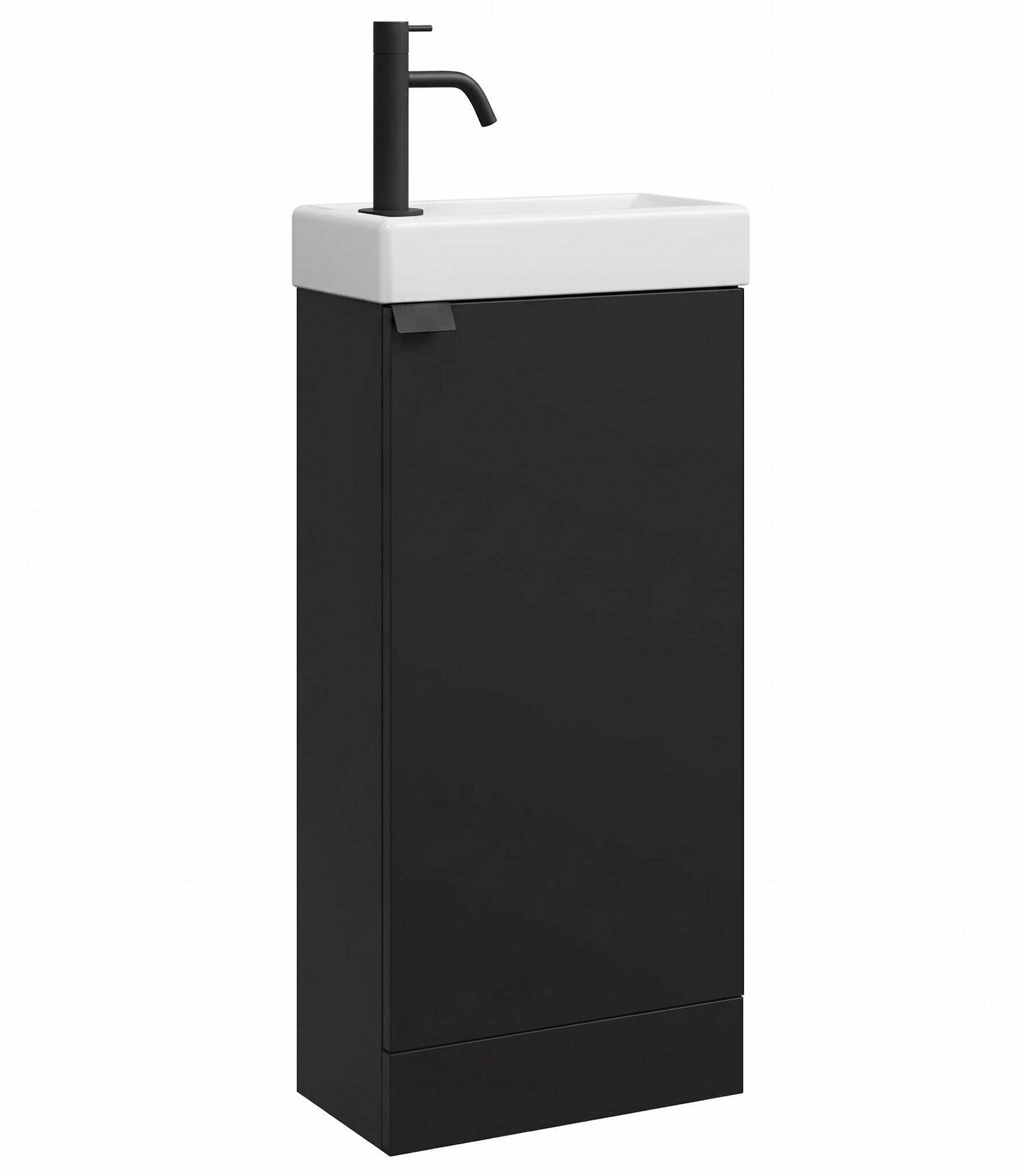 wohnli-moebel-suche-800001630413 Wohnli Möbelsuche - GÄSTE-WC-MÖBELSET Orion 2 Teile Schwarz Matt - 40 x 22 x 88 cm