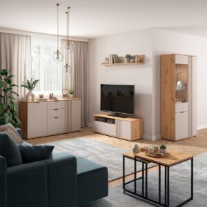 wohnli-moebel-suche-800001632748-1 GESCHIRRSCHRANK Ezra Kaschmir und Holz Holzwerkstoff Petits-meubles Möbel > Schränke > Vitrinen Beige