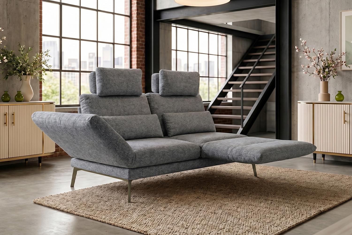 SOFA HOLLY Grau Flachgewebe Textil KAWOLA Möbel > Sofas & Couches > Sofas Grau