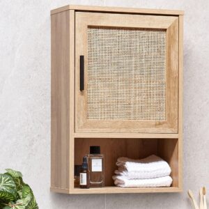 wohnli-moebel-suche-800001634007-1 BAD-WANDSCHRANK 40 cm Hellbraun Rosell Holzwerkstoff Beliani Möbel > Schränke > Badezimmerschränke Braun