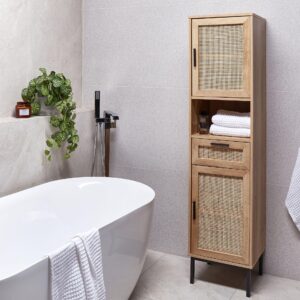 wohnli-moebel-suche-800001634008-1 BAD-WANDSCHRANK 40 cm Hellbraun Rosell Holzwerkstoff Beliani Möbel > Schränke > Badezimmerschränke Braun
