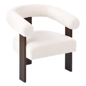 wohnli-moebel-suche-800001634428-1 SESSEL Cremeweiß/Dunkelbraun Ilbro Textil, Holz Beliani Möbel > Sessel > Polstersessel Weiß