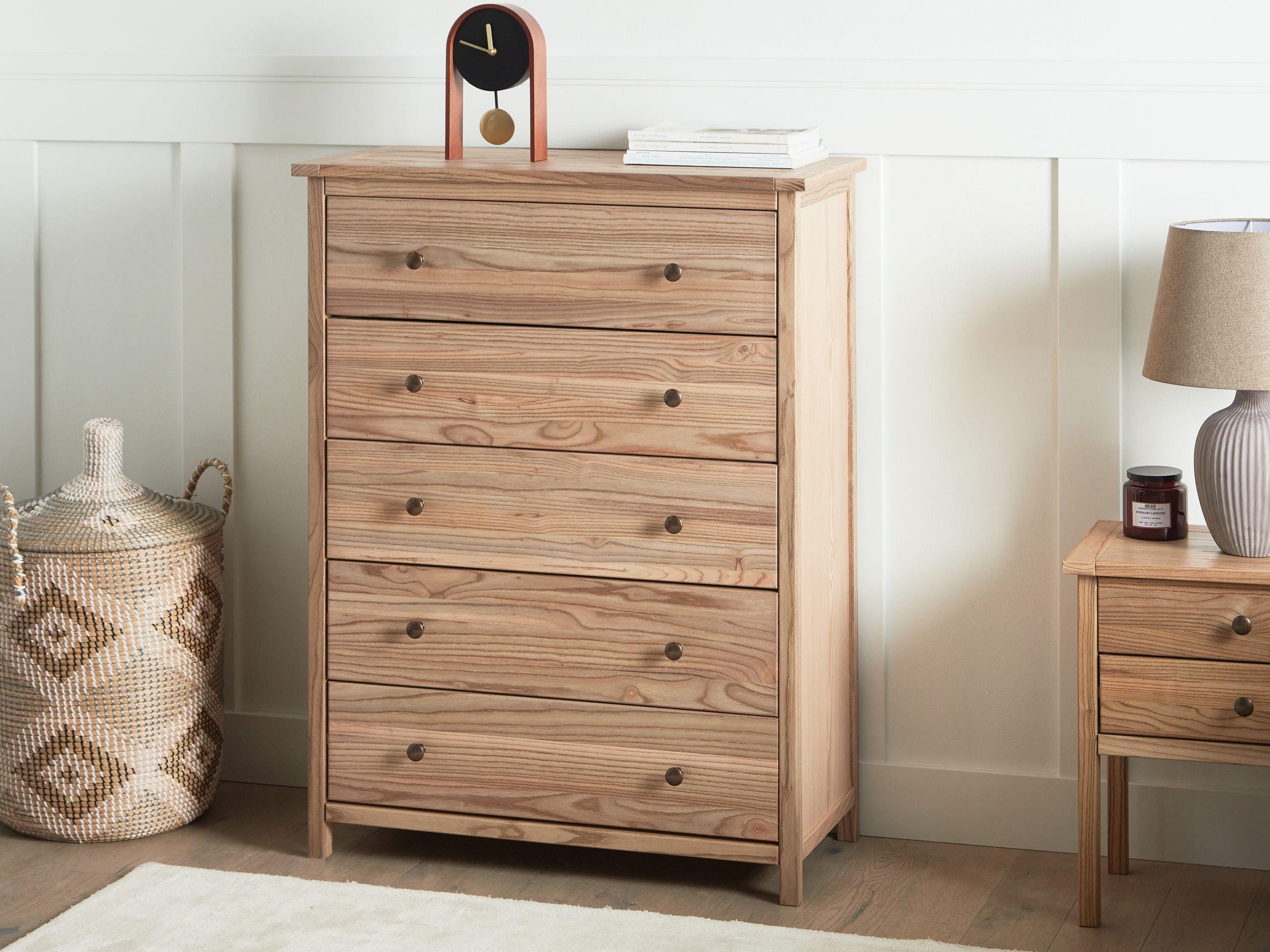 KOMMODE mit 5 Schubladen Sassafrasholz Braun Salton Holz Beliani Möbel > Kommoden & Schubladenschränke > Kommoden Braun