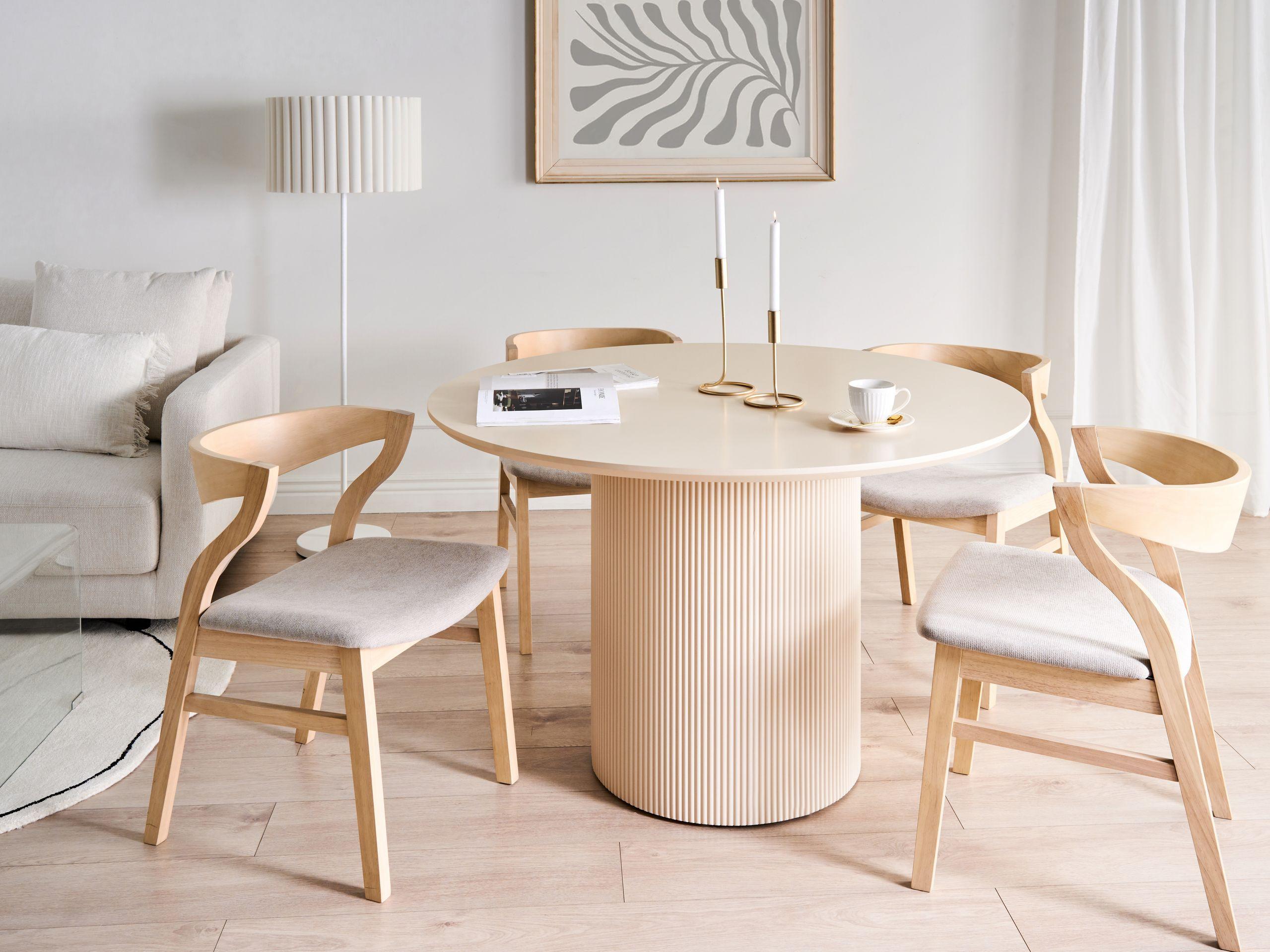ESSTISCH Hellbeige 120/120 cm Newell Holzwerkstoff Beliani Möbel > Tische > Esstische Beige