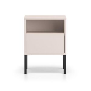 wohnli-moebel-suche-800001634650-1 NACHTTISCH Paige Kaschmir und Schwarz Holzwerkstoff Petits-meubles Möbel > Kommoden & Schubladenschränke > Nachttische Beige