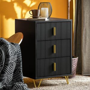 wohnli-moebel-suche-800001634791-1 Beistelltisch mit 3 Schubladen modern Schwarz 40x40x63cm