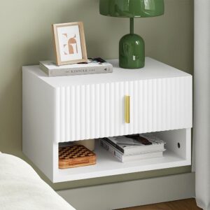 NACHTTISCH Schwebend Modern Weiß 40x30x26cm Holzwerkstoff SoBuy Möbel > Kommoden & Schubladenschränke > Nachttische Weiß